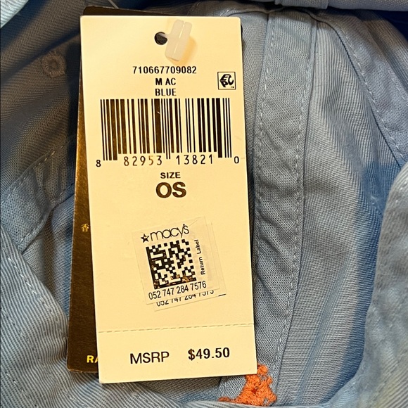 NWT Polo by Ralph Lauren Sky Blue Hat with Orange Logo - Picture 4 of 5